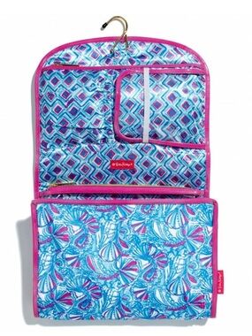 Lilly Pulitzer Hanging Valet Toiletry Bag in My Fans - Blue/ Pink